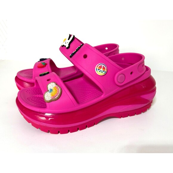 Crocs Women's size 8 Classic Mega Crush Sandals Juice Pink Thick Soled Platform - Picture 1 of 14